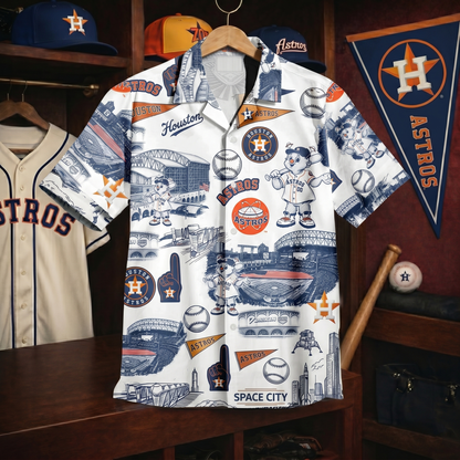 Camisa Hawaiana Unisex Abotonada Edición Legado Vintage con el Eslogan del Estadio de Béisbol HA