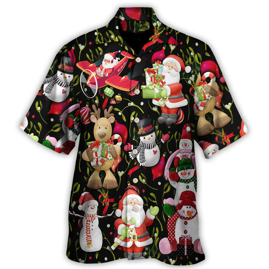 Hawaiian Shirt / Adults / S Christmas Joyful Santa Snowman Merry Xmas - Hawaiian Shirt 