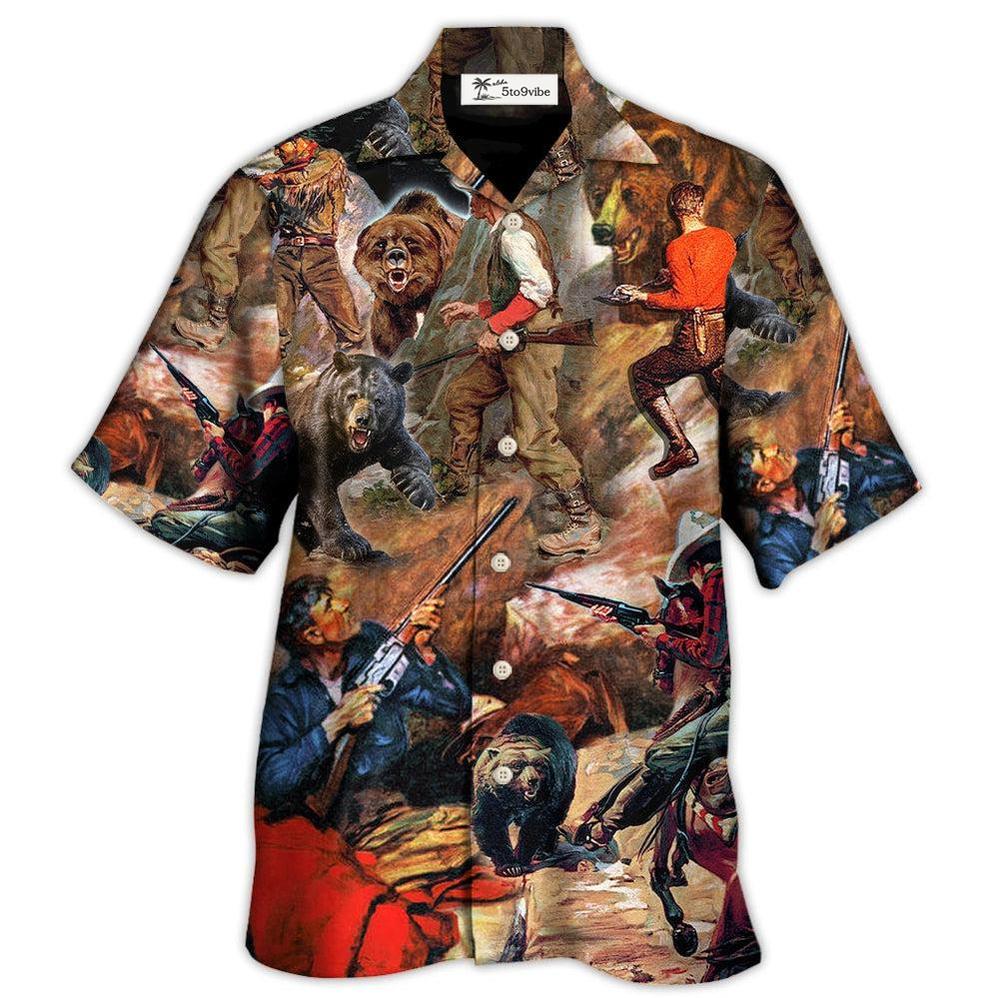 Hawaiian Shirt / Adults / S Hunting Bear Cow Boy Cool Art Style - Hawaiian Shirt 