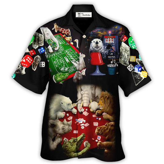 Hawaiian Shirt / Adults / S Casino Animals Gathered Around A Craps Table - Hawaiian Shirt 