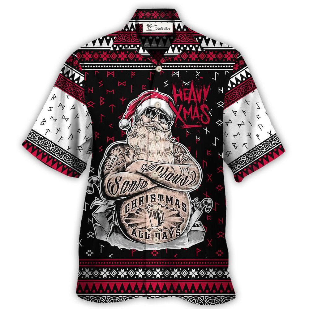 Hawaiian Shirt / Adults / S Christmas Tattoo Santa Funny Merry Xmas - Hawaiian Shirt 
