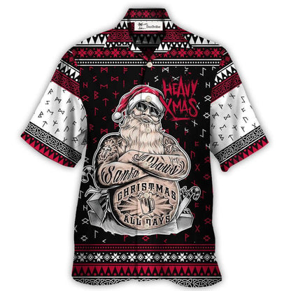 Hawaiian Shirt / Adults / S Christmas Tattoo Santa Funny Merry Xmas - Hawaiian Shirt 