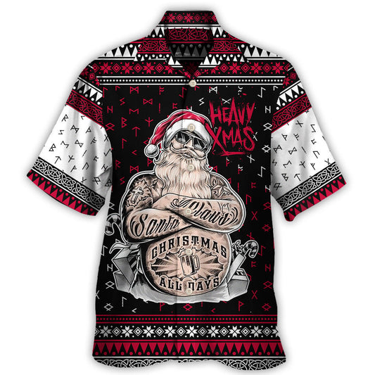Hawaiian Shirt / Adults / S Christmas Tattoo Santa Funny Merry Xmas - Hawaiian Shirt 