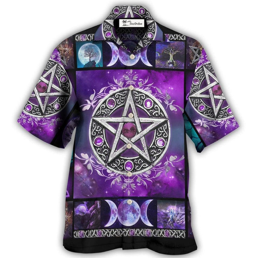 Hawaiian Shirt / Adults / S Wicca Witch Vibes Purple Pentagra - Hawaiian Shirt 