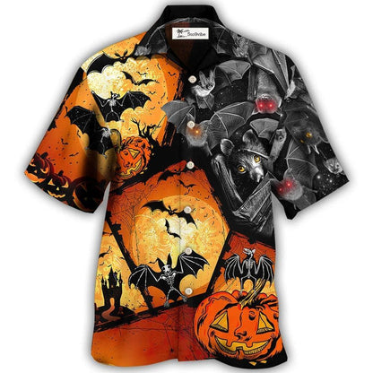 Hawaiian Shirt / Adults / S Halloween Bat Pumpkin Scary - Hawaiian Shirt 