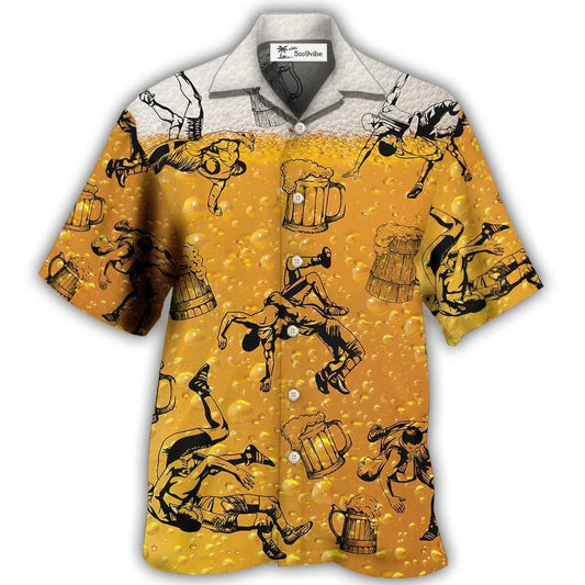 Hawaiian Shirt / Adults / S Wrestling And Beer I Like - Hawaiian Shirt 