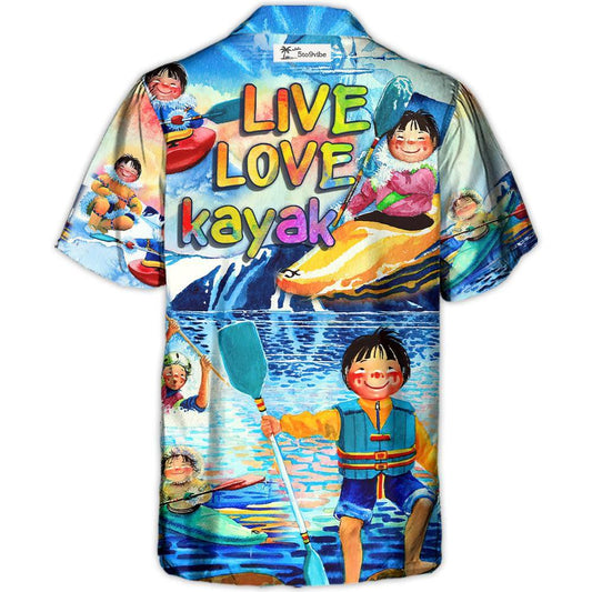 Kayaking Funny Children Playing Kayaking Live Love Kayak Kayaking Lover - Unisex Hawaiian Shirt For Men and Women