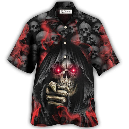 Hawaiian Shirt / Adults / S Skull Dark Red Smoke Lighting - Hawaiian Shirt 