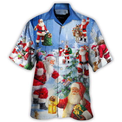 Hawaiian Shirt / Adults / S Christmas Santa Claus Is Coming Story Night Art Style - Hawaiian Shirt 