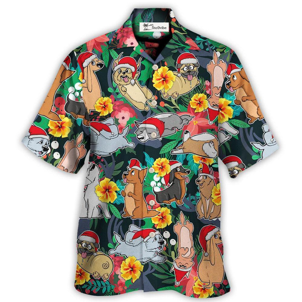 Hawaiian Shirt / Adults / S Christmas Dog Santa Merry Xmas - Hawaiian Shirt 