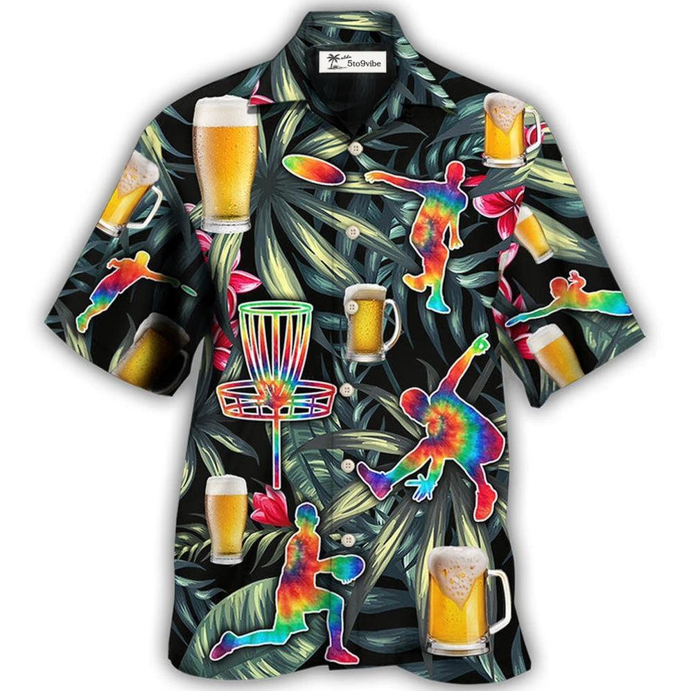 Hawaiian Shirt / Adults / S Beer And Disc Golf Tropical Flower Tie Dye - Hawaiian Shirt 