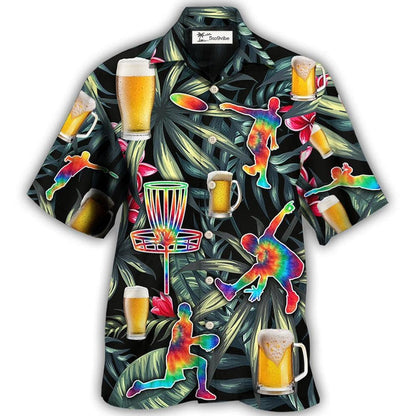 Hawaiian Shirt / Adults / S Beer And Disc Golf Tropical Flower Tie Dye - Hawaiian Shirt 