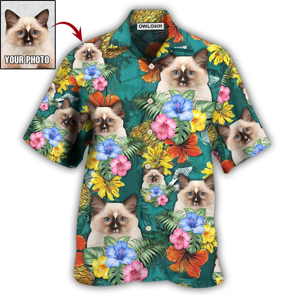 1 / Adults / S Cat Tropical Various Style Custom Photo - Hawaiian Shirt 