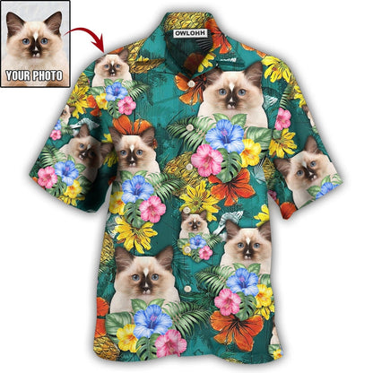 1 / Adults / S Cat Tropical Various Style Custom Photo - Hawaiian Shirt 