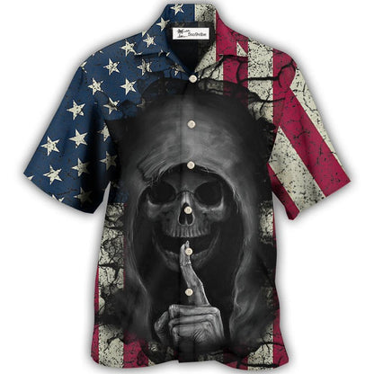 Hawaiian Shirt / Adults / S Skull Dark American Flag Vintage - Hawaiian Shirt 