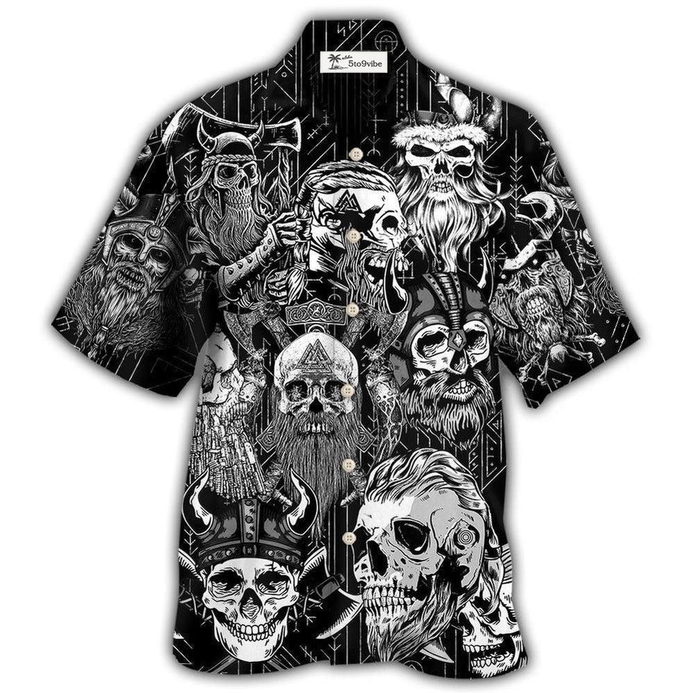 Hawaiian Shirt / Adults / S Viking Beard Warrior Skull With Crossed Axes - Hawaiian Shirt 