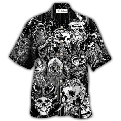 Hawaiian Shirt / Adults / S Viking Beard Warrior Skull With Crossed Axes - Hawaiian Shirt 