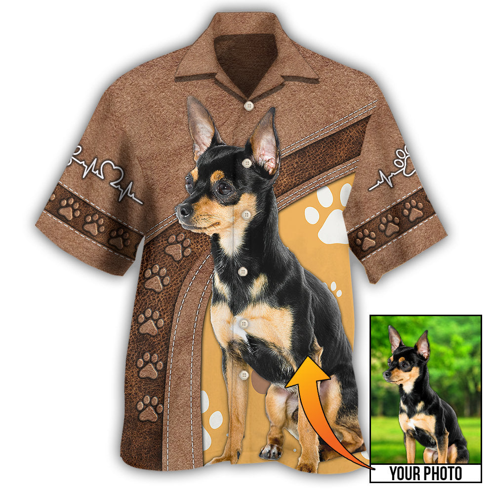 Chihuahua / Adults / S Dog Paw Brown Style Classic Custom Photo Personalized - Hawaiian Shirt 