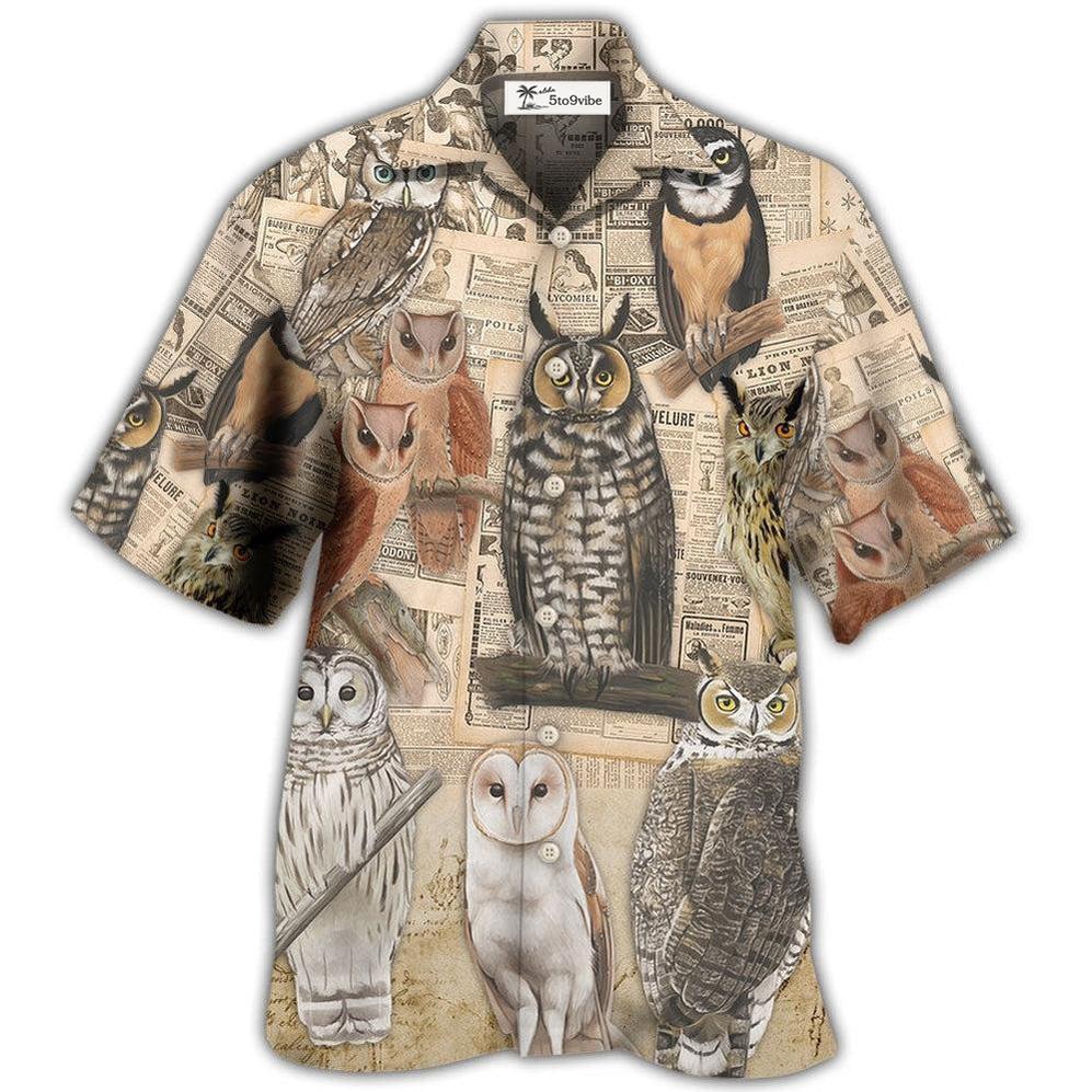 Hawaiian Shirt / Adults / S Owl Old Paper Vintage Art - Hawaiian Shirt 
