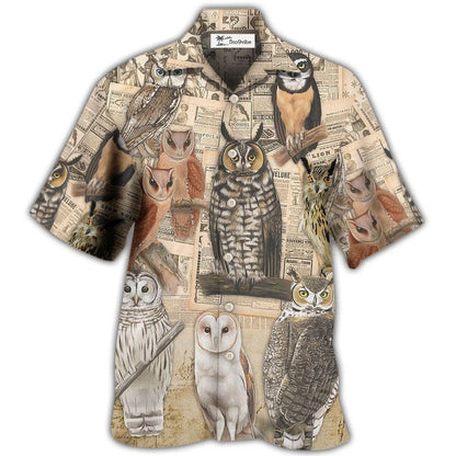 Hawaiian Shirt / Adults / S Owl Old Paper Vintage Art - Hawaiian Shirt 