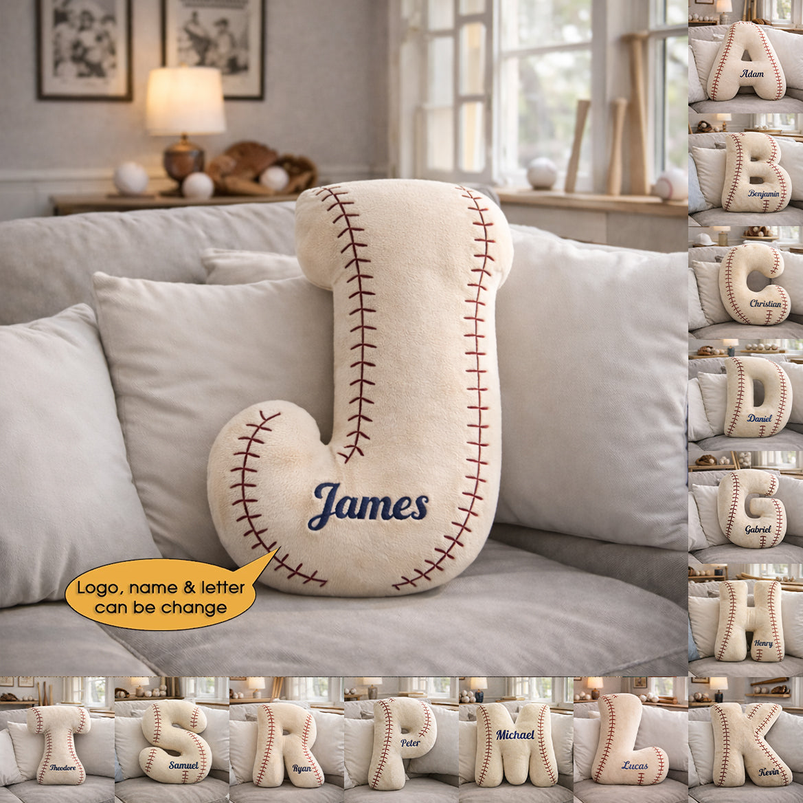 Baseball Pillow Custom Name and Logo 2 All Teams Irregular-Shaped Pillow Hot Sale