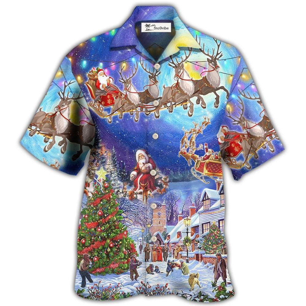 Hawaiian Shirt / Adults / S Christmas Santa Claus Snow Night Village - Hawaiian Shirt 