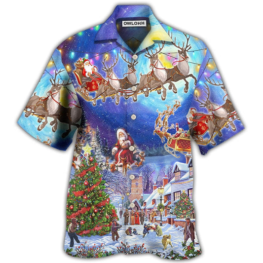 Hawaiian Shirt / Adults / S Christmas Santa Claus Snow Night Village - Hawaiian Shirt 