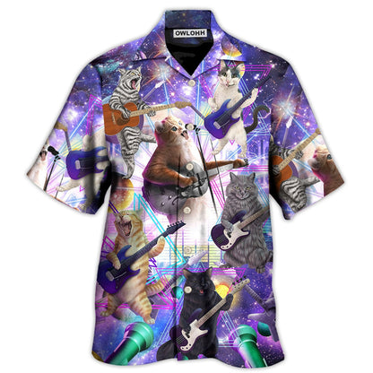 Hawaiian Shirt / Adults / S Guitar Music Cat Playing Guitar And Galaxy - Hawaiian Shirt 