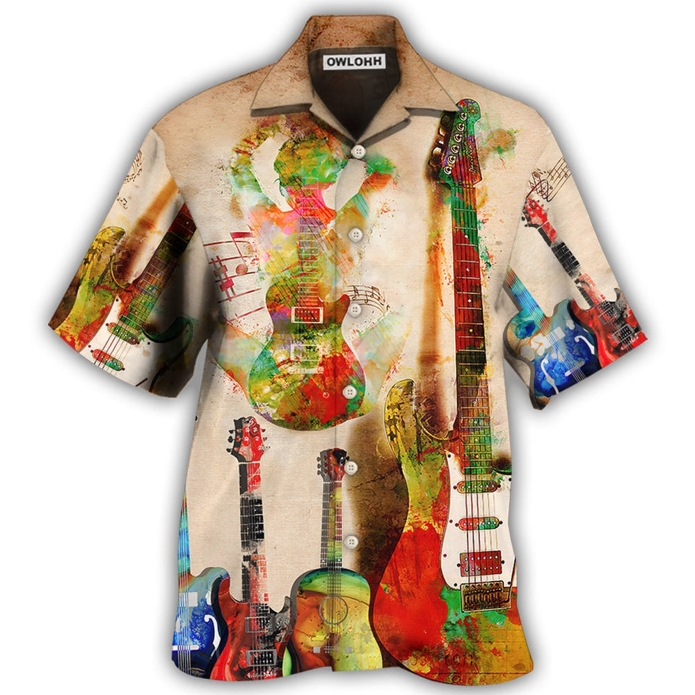 Hawaiian Shirt / Adults / S Guitar Abstract Guitar Colorful Art Style - Hawaiian Shirt 