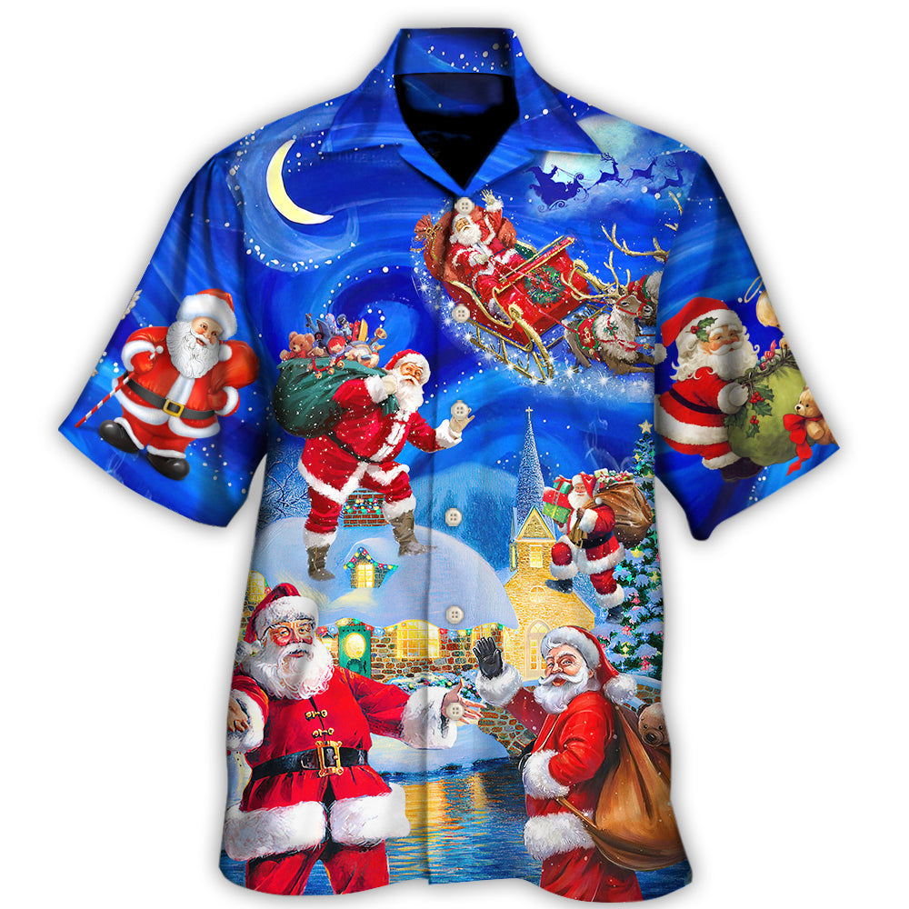 Hawaiian Shirt / Adults / S Christmas Santa Claus In The Town Magic Night Art Style - Hawaiian Shirt 