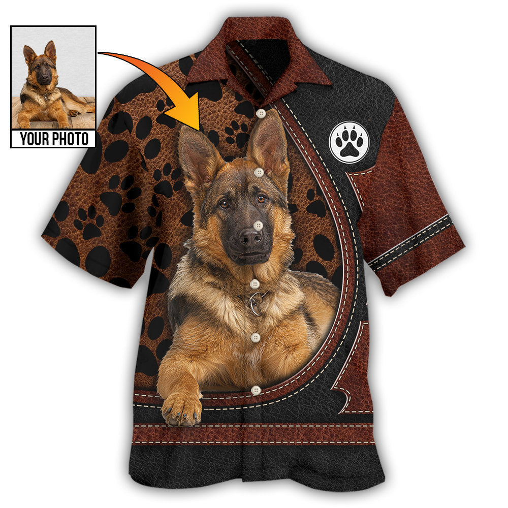 Leather / Adults / S German Shepherd Dog Various Style Custom Photo Personalized - Hawaiian Shirt 