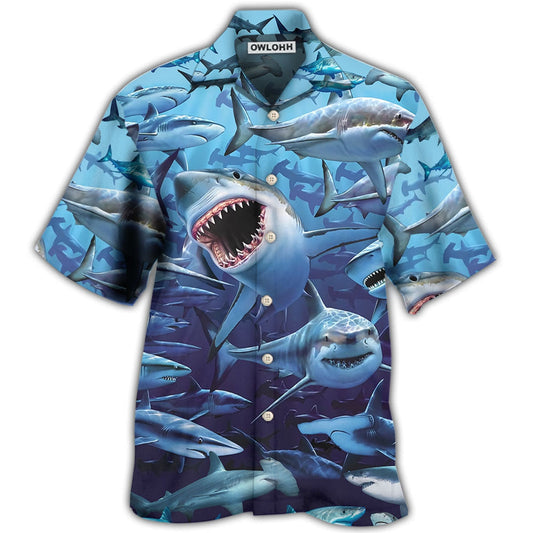 Hawaiian Shirt / Adults / S Shark Family Hunting Together - Hawaiian Shirt 