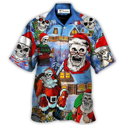 Hawaiian Shirt / Adults / S Christmas Skull Santa In The Town Love Xmas - Hawaiian Shirt 