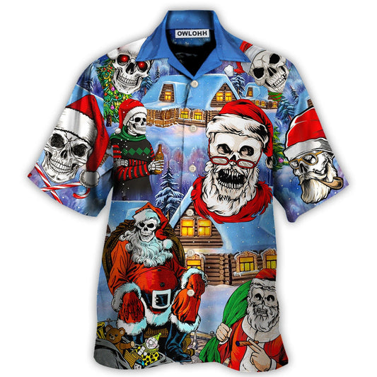 Hawaiian Shirt / Adults / S Christmas Skull Santa In The Town Love Xmas - Hawaiian Shirt 