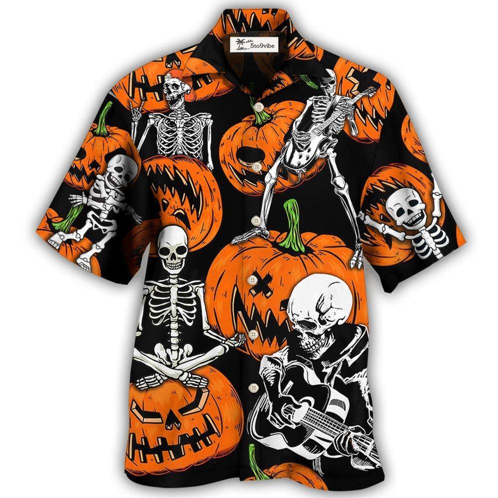 Hawaiian Shirt / Adults / S Halloween Skeleton Pumpkin Scary - Hawaiian Shirt 