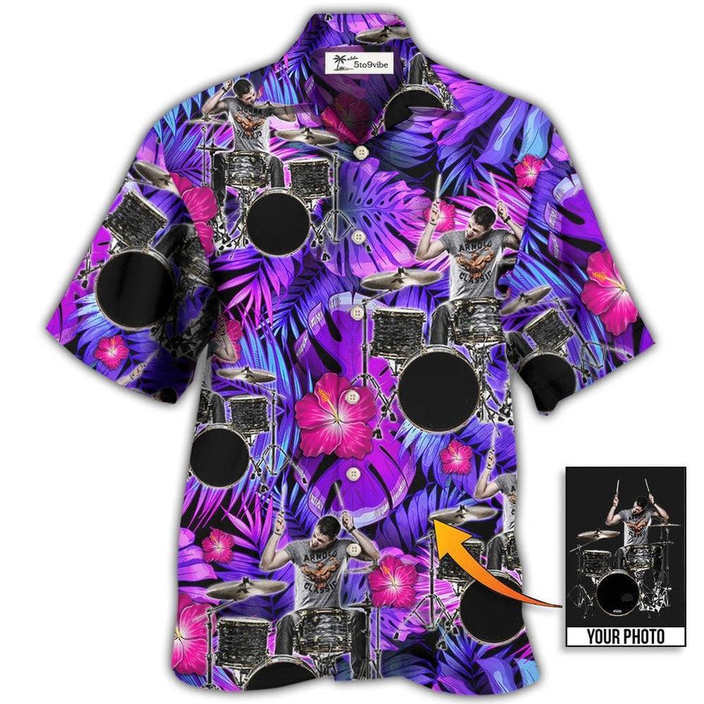 Hawaiian Shirt / Adults / S Drum Purple Tropical Style Custom Photo - Hawaiian Shirt 