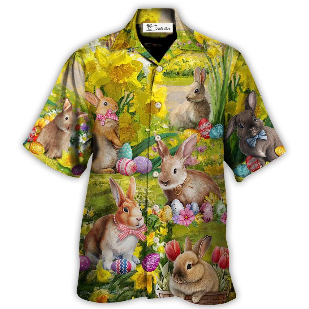 Easter Rabbit Chilling In The Flower Landscape Art Style - Hawaiian Shirt 