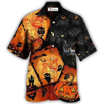 Hawaiian Shirt / Adults / S Halloween Owl Pumpkin Scary - Hawaiian Shirt 