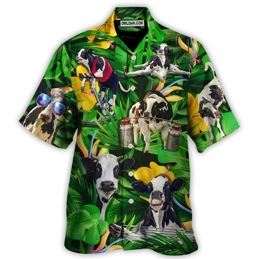 Cow Dancing And Play Funny Tropical Style - Hawaiian Shirt 