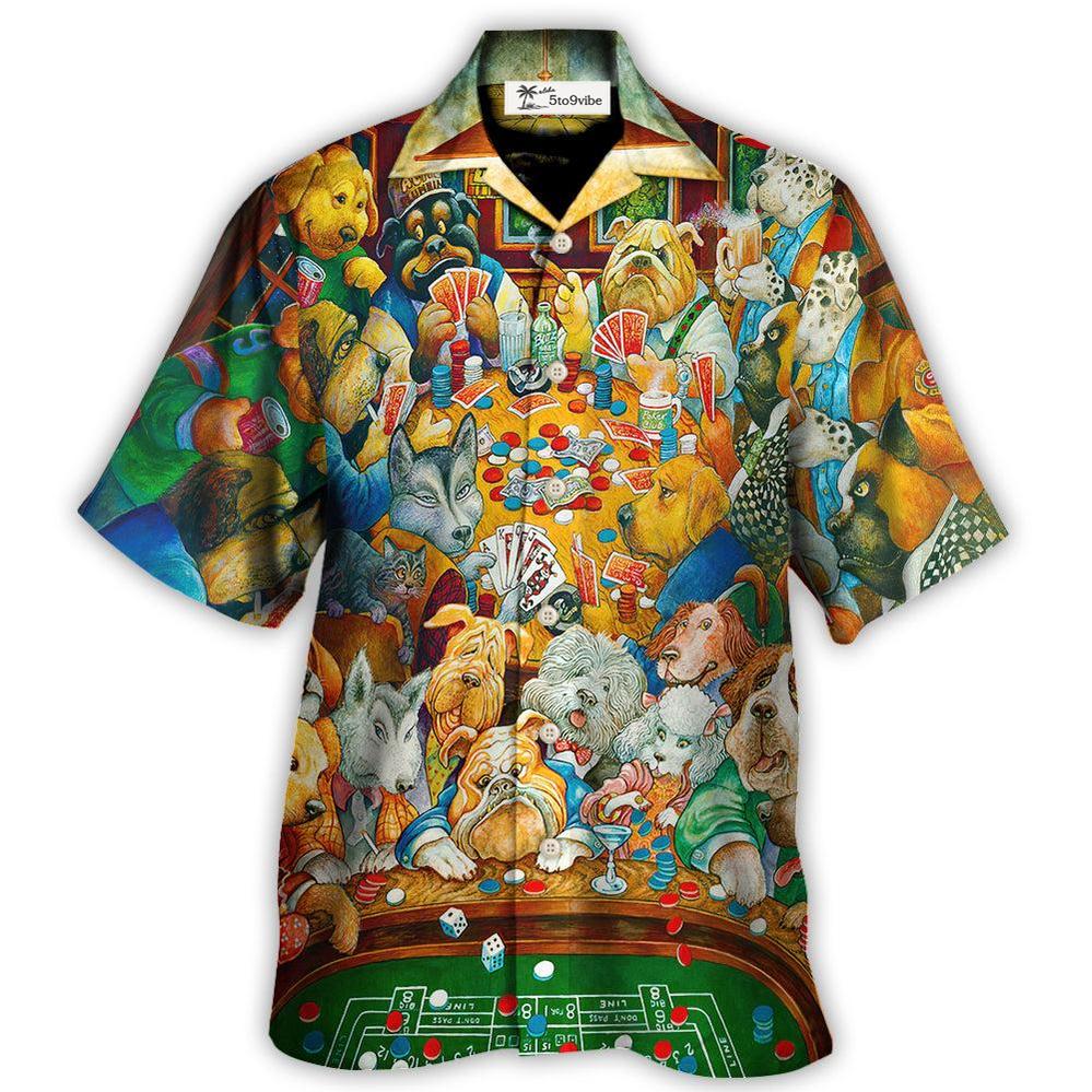 Gambling Dog Canines Playing Poker - Hawaiian Shirt 