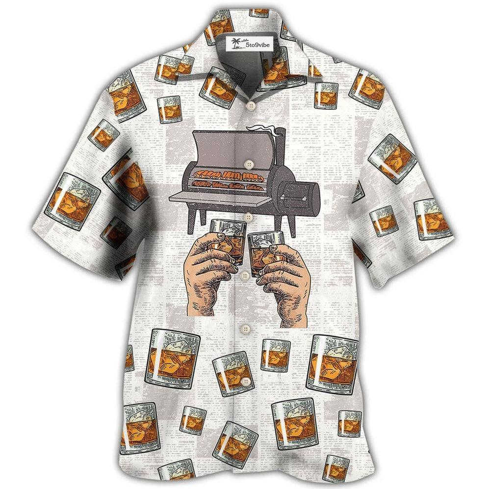 Hawaiian Shirt / Adults / S Wine Bourbon I Like Bourbon My Smoker And Maybe 3 People - Hawaiian Shirt 