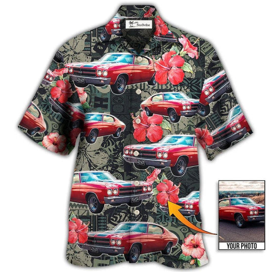 Hawaiian Shirt / Adults / S Muscle Car Tropical Leaf Custom Photo - Hawaiian Shirt 