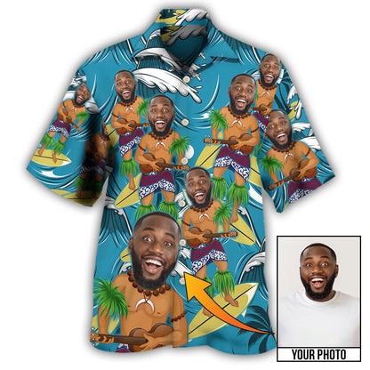 2 / Adults / S Face Funny Style Custom Photo - Hawaiian Shirt 