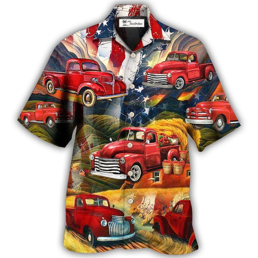 Hawaiian Shirt / Adults / S Car Independence Day Red Car Vintage - Hawaiian Shirt 