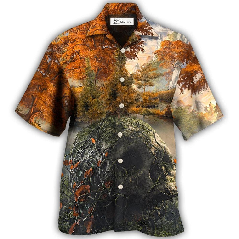 Hawaiian Shirt / Adults / S Skull Into The Forest I Go Hiking Lover Camping - Hawaiian Shirt 
