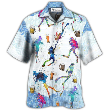 Hawaiian Shirt / Adults / S Diving I Like Beer And Diving - Hawaiian Shirt 