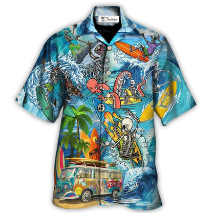 Hippie Live To Surf Skull Live Style - Hawaiian Shirt 