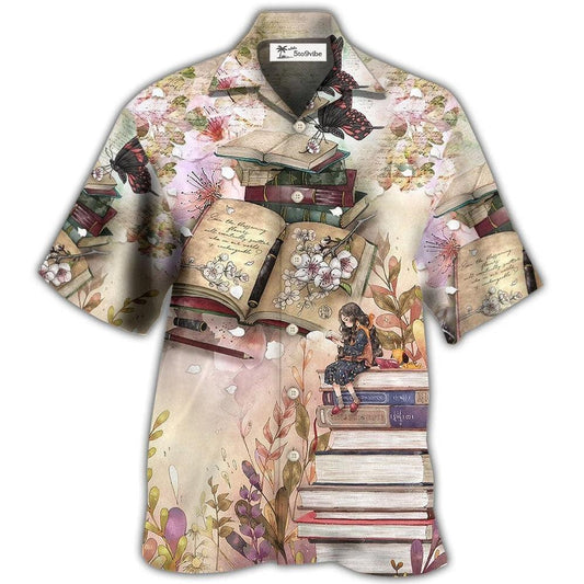 Hawaiian Shirt / Adults / S Book Reading Book Vintage Butterfly - Hawaiian Shirt 