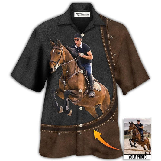 Hawaiian Shirt / Adults / S Horse Riding Horse Leather Style Custom Photo - Hawaiian Shirt 