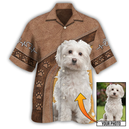 Maltese / Adults / S Dog Paw Various Style Custom Photo Personalized - Hawaiian Shirt 
